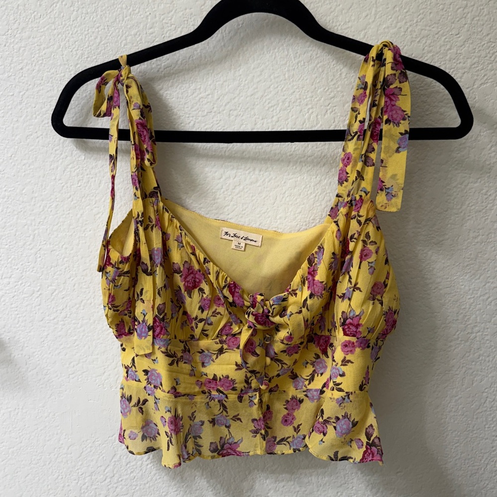 For Love And Lemons Yellow Floral Blouse